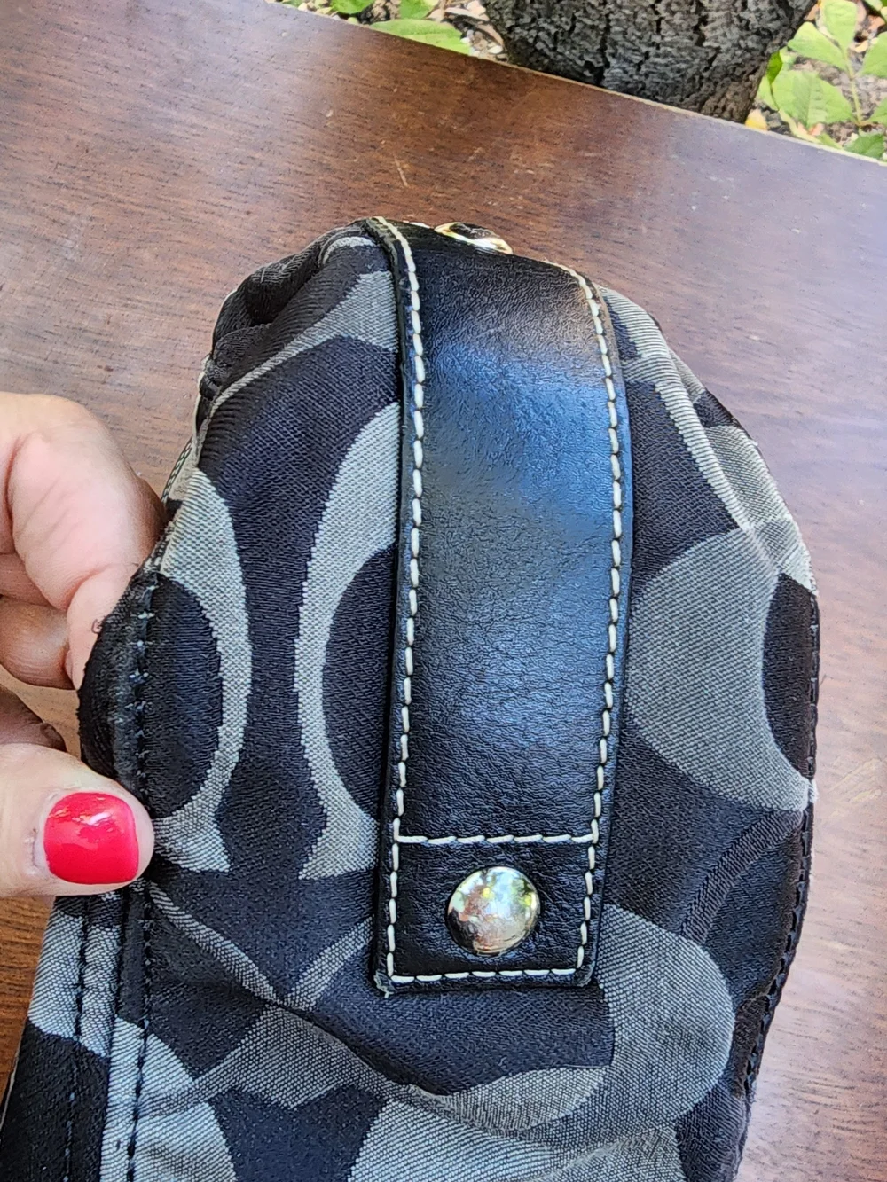 Coach Zoe Optic Signature C Jacquard Hobo Shoulder Bag Black Grey
